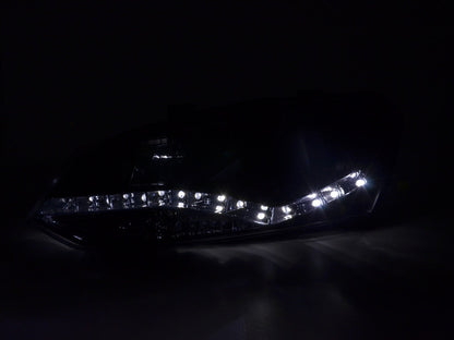 Scheinwerfer Set Daylight LED TFL-Optik VW Polo Typ 6R Bj. 2010- schwarz