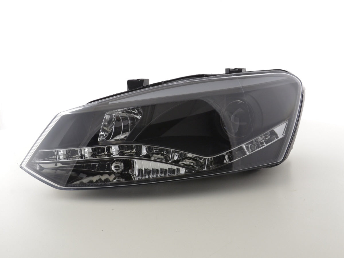 Scheinwerfer Set Daylight LED TFL-Optik VW Polo Typ 6R Bj. 2010- schwarz