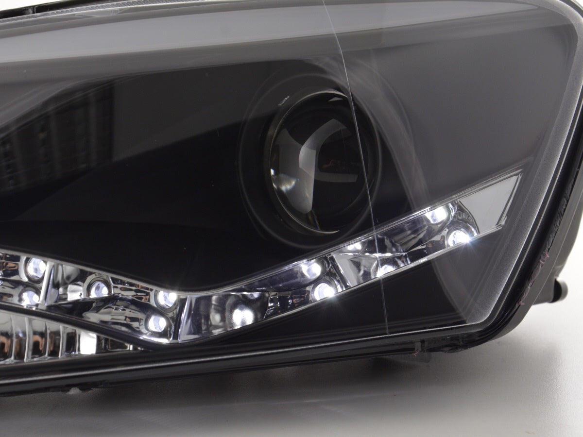 Scheinwerfer Set Daylight LED TFL-Optik VW Polo Typ 6R Bj. 2010- schwarz