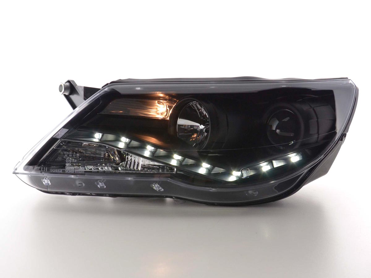 Scheinwerfer Set Daylight LED Tagfahrlicht VW Tiguan Bj. 07-11 schwarz