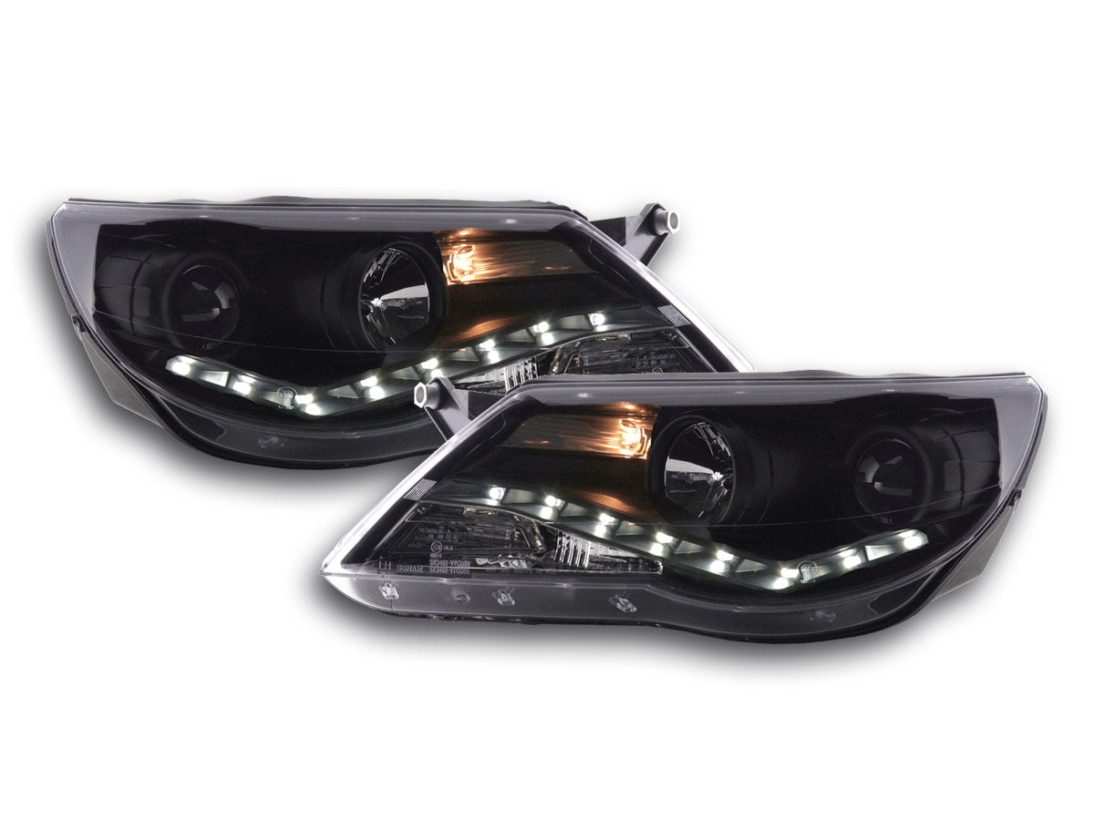 Scheinwerfer Set Daylight LED Tagfahrlicht VW Tiguan Bj. 07-11 schwarz