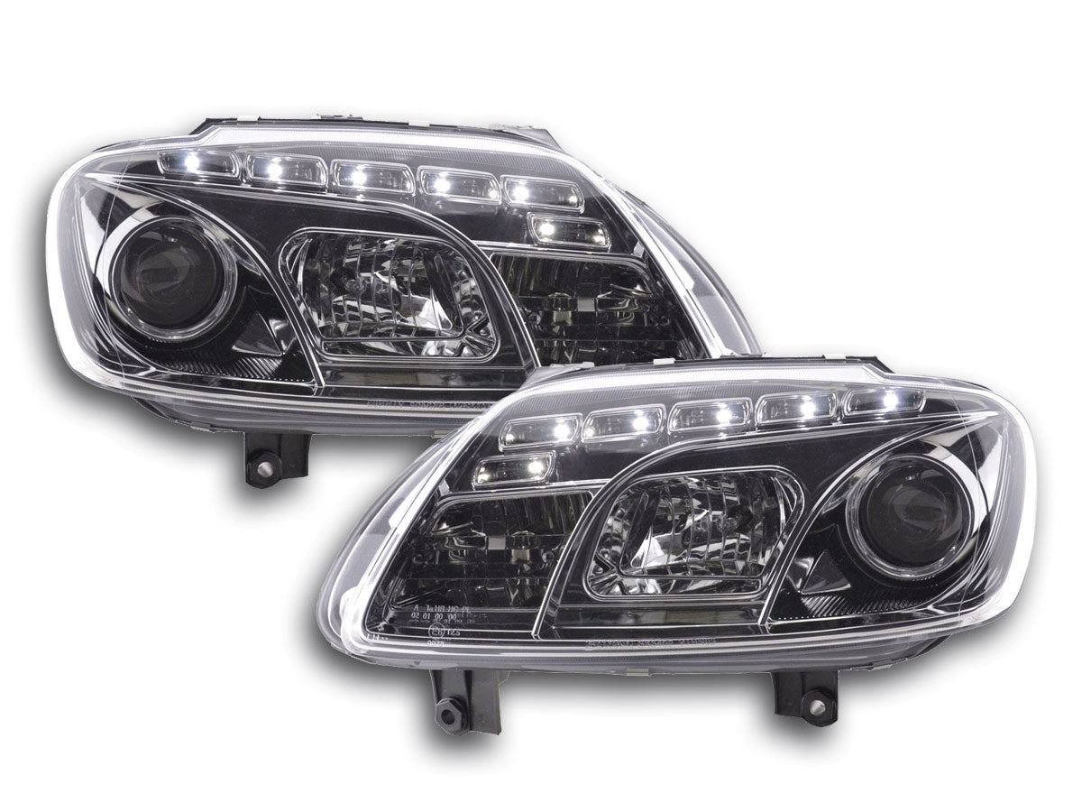 Scheinwerfer Set Daylight LED TFL-Optik VW Touran Typ 1T / VW Caddy Typ 2K Bj. 03- chrom