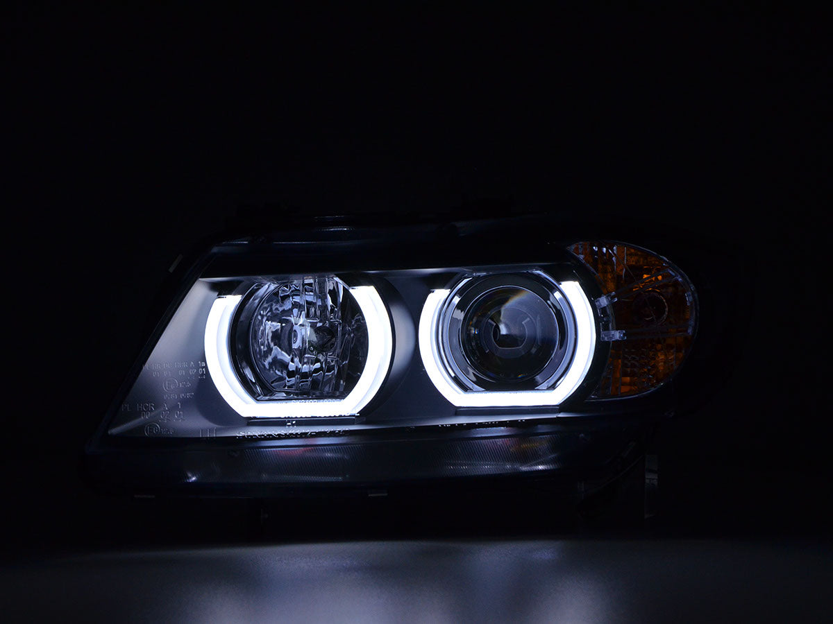 Scheinwerfer Set Xenon Daylight LED TFL-Optik BMW 3er E90/E91 Limo/Touring Bj. 05-08 schwarz