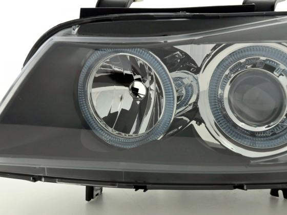Scheinwerfer Set Angel Eyes BMW 3er Limousine/Touring Typ E90/E91 Bj. 05-08 schwarz