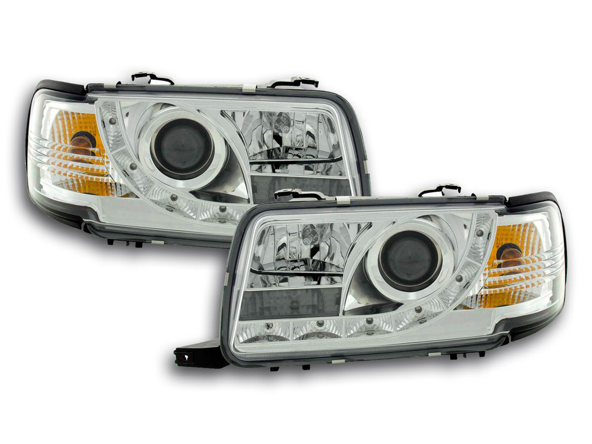 Scheinwerfer Set Daylight LED TFL-Optik Audi 80 Typ B4 Bj. 91-94 chrom