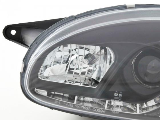 Scheinwerfer Set Daylight LED TFL-Optik Opel Corsa B Bj. 94-00 schwarz