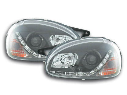 Scheinwerfer Set Daylight LED TFL-Optik Opel Corsa B Bj. 94-00 schwarz