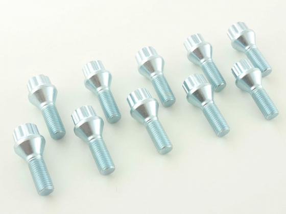 Radschrauben Set (10 Stk.) Kegelbund Schaftlänge 27mm M12x1,25 silber