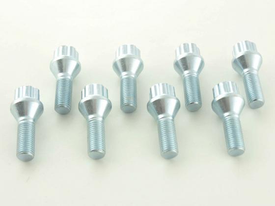 Radschrauben Set (8 Stk.) Kegelbund Schaftlänge 27mm M12x1,25 silber