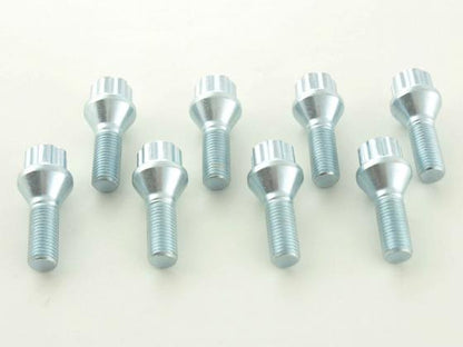 Radschrauben Set (8 Stk.) Kegelbund Schaftlänge 27mm M12x1,25 silber