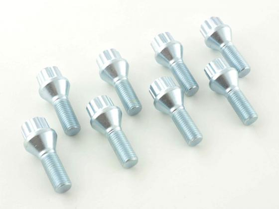 Radschrauben Set (8 Stk.) Kegelbund Schaftlänge 27mm M12x1,25 silber