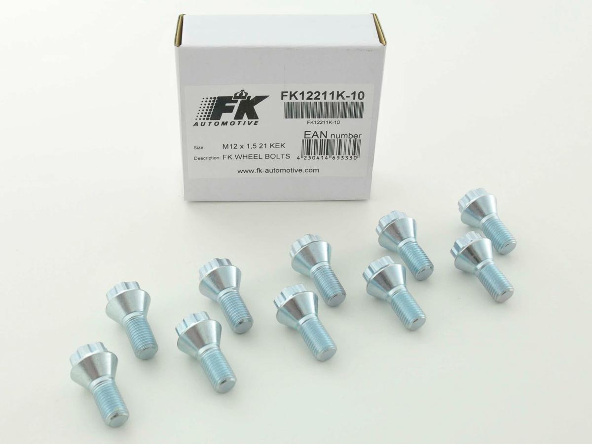 Radschrauben Set (10 Stk.) Schaftlänge 21mm Kegelbund Kurzkopf silber M12x1,5