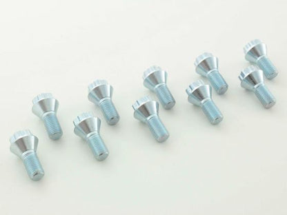 Radschrauben Set (10 Stk.) Kegelbund Kurzkopf Schaftlänge 22mm M12x1,25 silber
