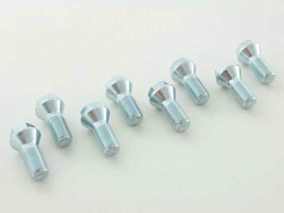 Radschrauben Set (8 Stk.) Schaftlänge 26mm Kegelbund Kurzkopf silber M12x1,5