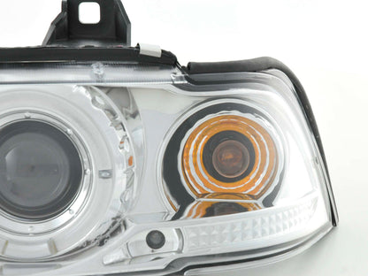 Scheinwerfer Set Angel Eyes BMW 3er E36 Limo/Touring Bj. 92-98 chrom