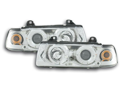 Scheinwerfer Set Angel Eyes BMW 3er E36 Limo/Touring Bj. 92-98 chrom