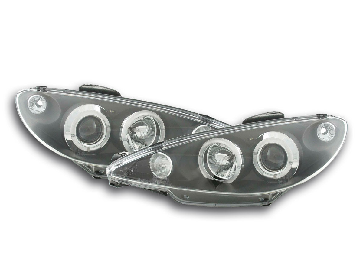 Scheinwerfer Set Angel Eyes Peugeot 206 Bj. 98-03 schwarz