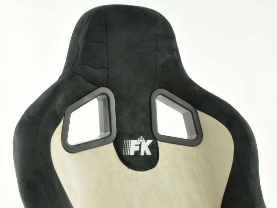 FK Sportsitze Auto Halbschalensitze Set Columbus Kunstleder beige/schwarz mit Laufschienen