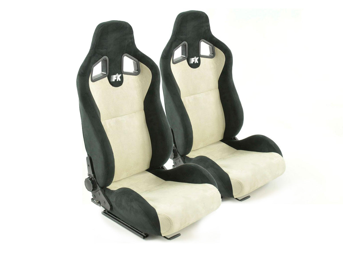 FK Sportsitze Auto Halbschalensitze Set Columbus Kunstleder beige/schwarz mit Laufschienen
