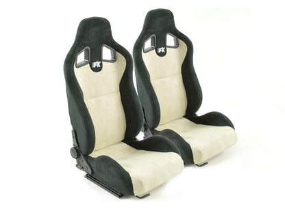 FK Sportsitze Auto Halbschalensitze Set Columbus Kunstleder beige/schwarz mit Laufschienen