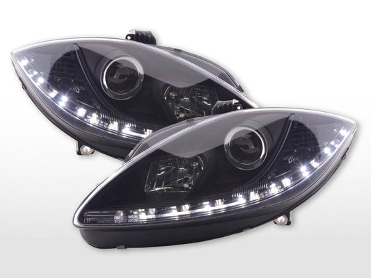 Scheinwerfer Set Daylight LED TFL-Optik Seat Leon 1P  09- schwarz