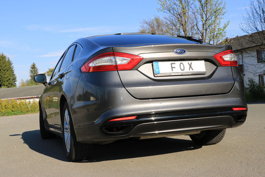 Mondeo V Schrägheck/ Turnier/ Stufenheck Endschalldämpfer quer Ausgang rechts/links - Ausgang der Endrohre in der originalen Stoßstange