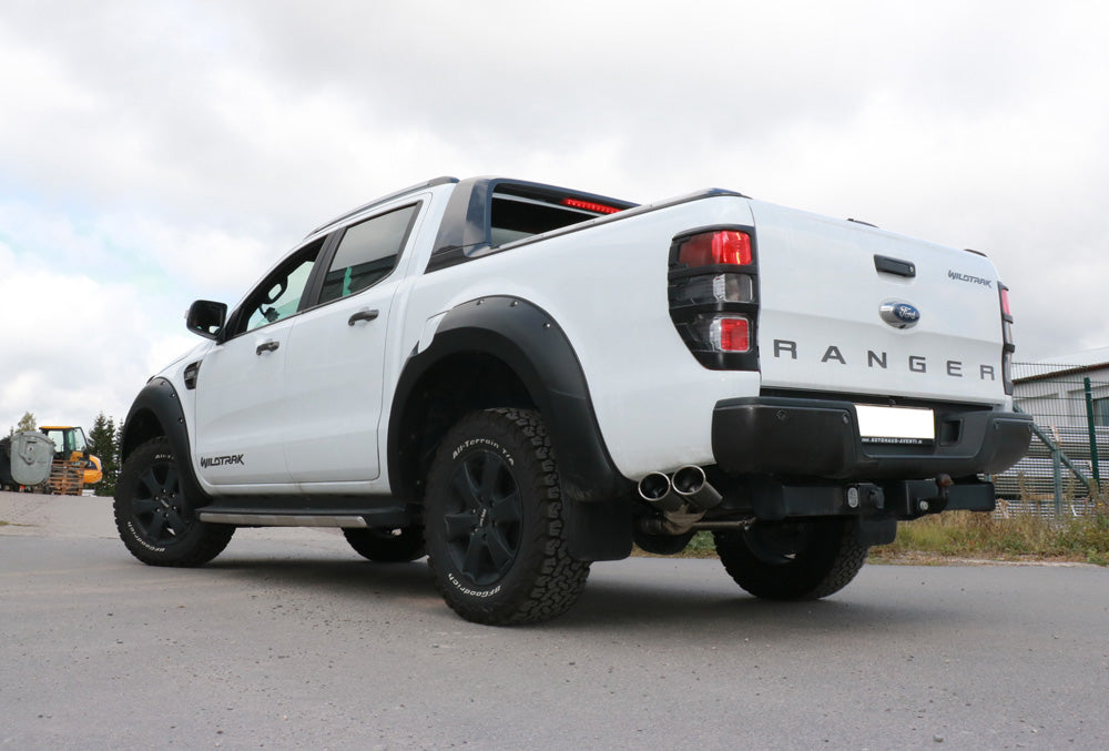 Ford Ranger 2011-08/2015 - 4x4 - Doppelkabine Endschalldämpfer Sidepipe, Ausgang an der linken Fahrzeugseite hinter dem Hinterrad - 2x115x85 Typ 38
