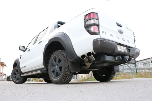 Ford Ranger 2011-08/2015 - 4x4 - Doppelkabine Endschalldämpfer Sidepipe, Ausgang an der linken Fahrzeugseite hinter dem Hinterrad - 2x115x85 Typ 38