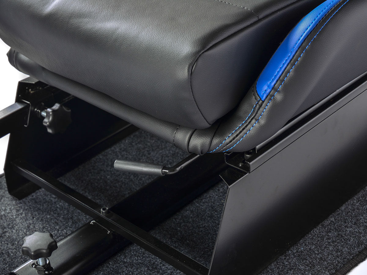 FK Gamesitz Spielsitz Rennsimulator eGaming Seats Suzuka schwarz/blau mit Teppich