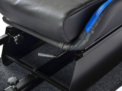 FK Gamesitz Spielsitz Rennsimulator eGaming Seats Suzuka schwarz/blau mit Teppich