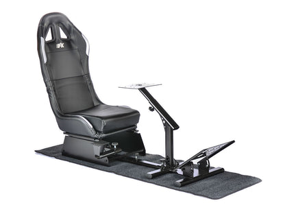 FK Gamesitz Spielsitz Rennsimulator eGaming Seats Suzuka schwarz/silber Carbonlook mit Teppich