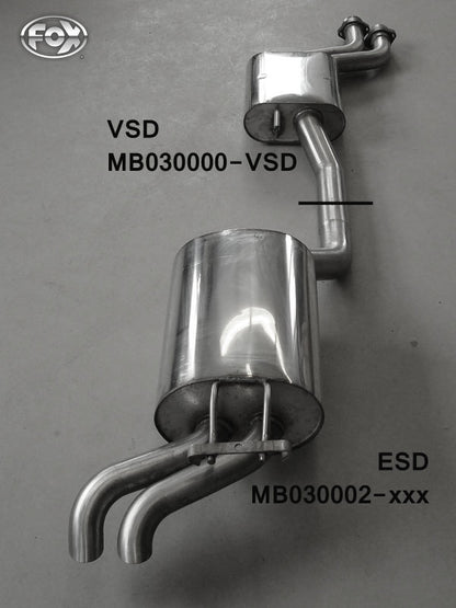 Mercedes E-Klasse W124 Stufenheck Endschalldämpfer Ø70mm - 2x55 Typ 28 (Dieseloptik - von hinten nicht sichtbar)