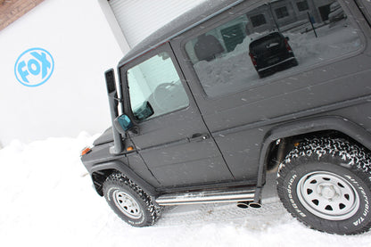 Mercedes G-Klasse - 463 (mit Trittbrett) Endschalldämpfer Ausgang seitlich - 2x115x85 Typ 38 (2x nach links abgeschrägt)