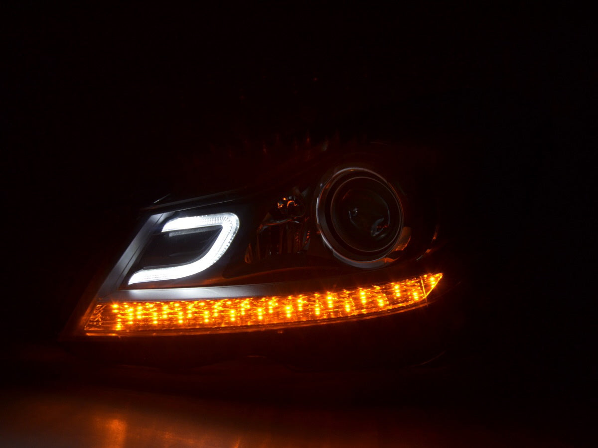Scheinwerfer Set Daylight LED TFL-Optik Mercedes C-Klasse (204) Bj. 2011-2014 schwarz