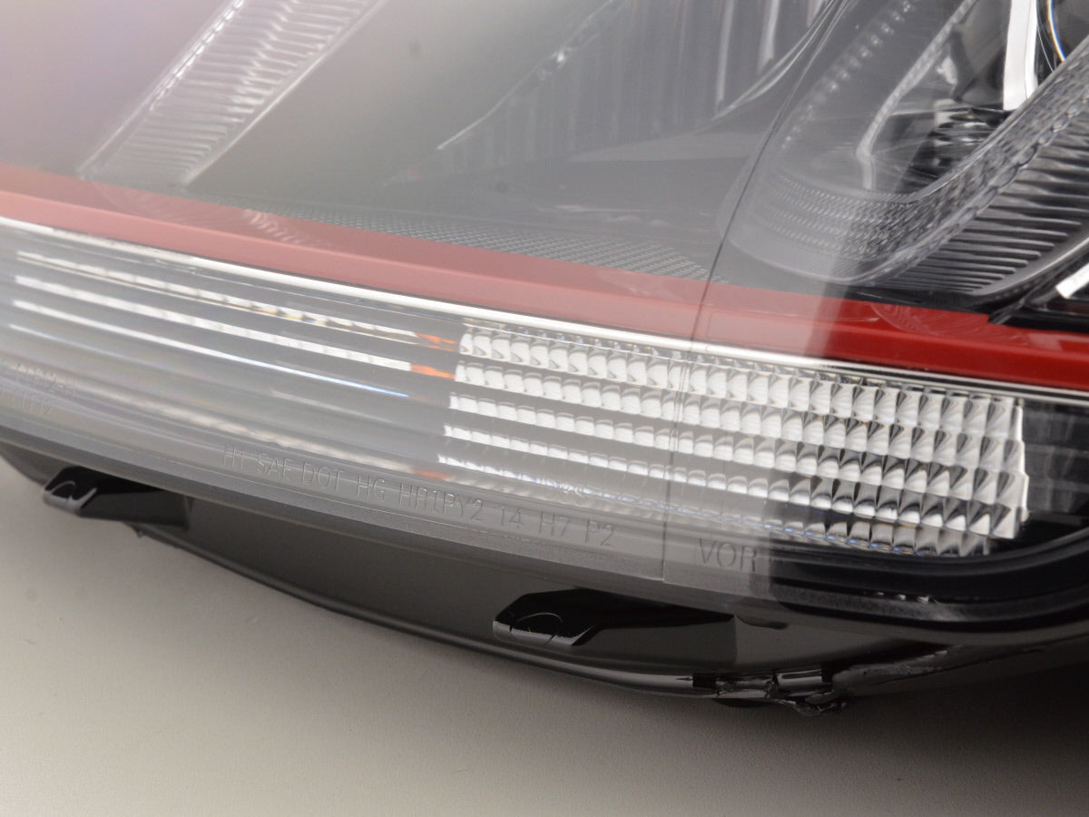 Scheinwerfer Set Daylight LED Tagfahrlicht VW Golf 7 Bj. ab 2012 schwarz/rot