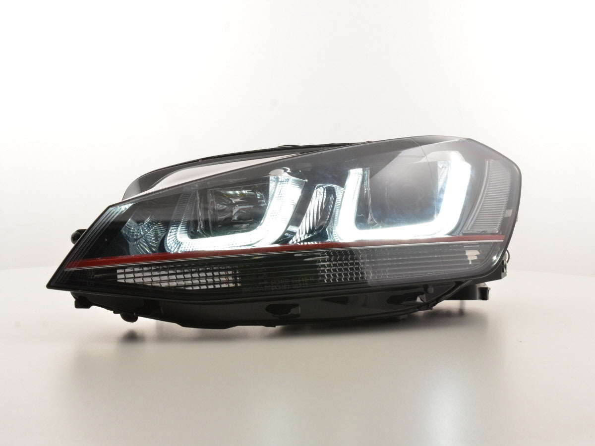Scheinwerfer Set Daylight LED Tagfahrlicht VW Golf 7 Bj. ab 2012 GTI-Look schwarz/rot