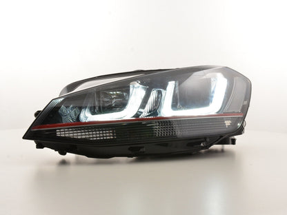 Scheinwerfer Set Daylight LED Tagfahrlicht VW Golf 7 Bj. ab 2012 GTI-Look schwarz/rot