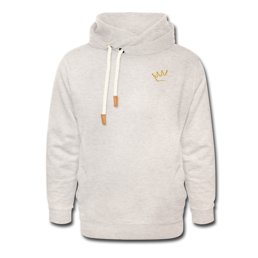 Unisex Schalkragen Hoodie Logo - Beige meliert