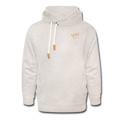 Unisex Schalkragen Hoodie Logo - Beige meliert