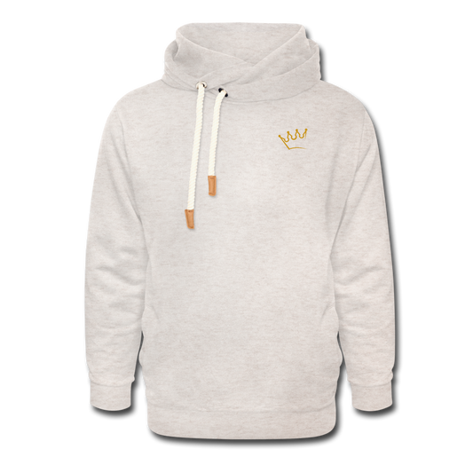 Unisex Schalkragen Hoodie Logo - Beige meliert