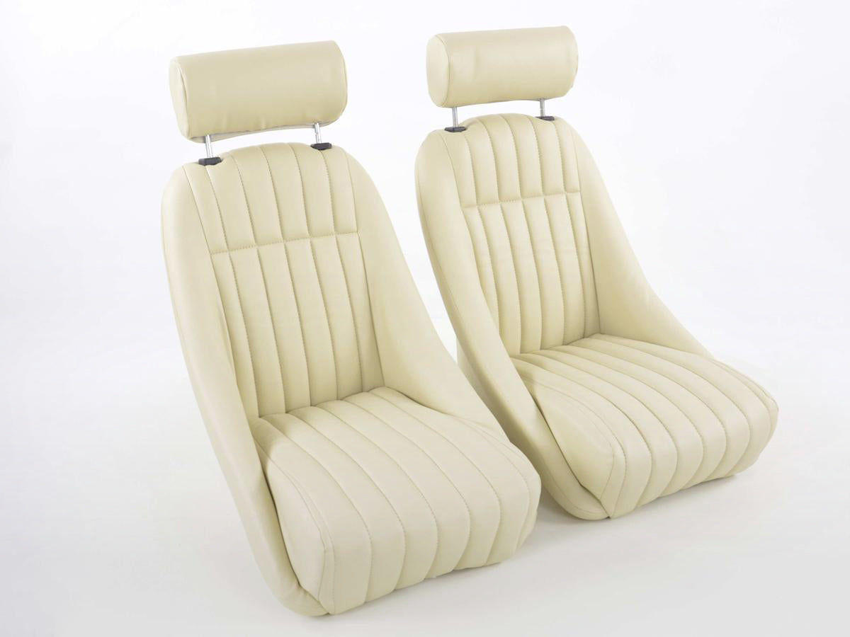 FK Oldtimersitze Auto Vollschalensitze Set Montgomery im Retro-Look beige