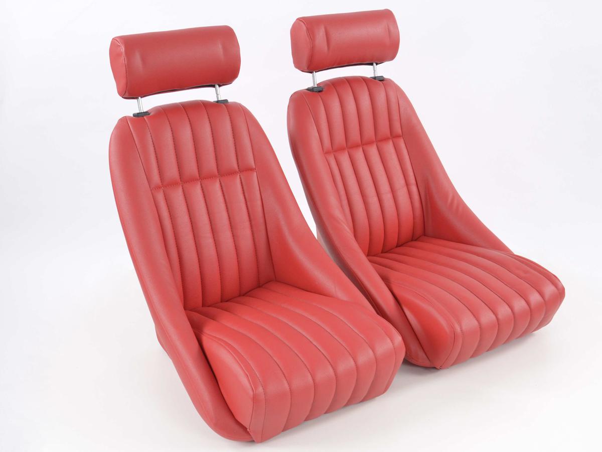 FK Oldtimersitze Auto Vollschalensitze Set Montgomery im Retro-Look rot