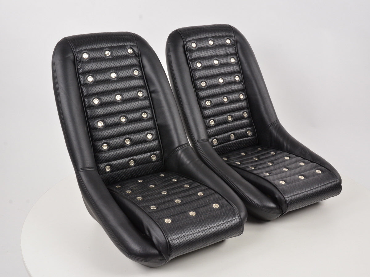 FK Oldtimersitze Auto Vollschalensitze Set Classic 1 Kunstleder schwarz mit Kopfstütze