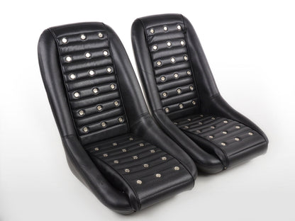 FK Oldtimersitze Auto Vollschalensitze Set Classic 1 Kunstleder schwarz mit Kopfstütze ohne Laufschienen