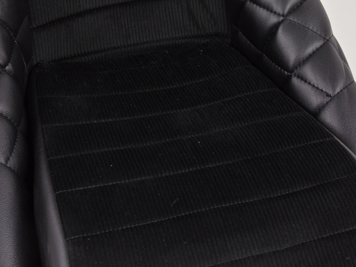 FK Oldtimersitze Auto Vollschalensitze Set Classic 3 Kunstleder schwarz mit Kopfstütze ohne Laufschienen