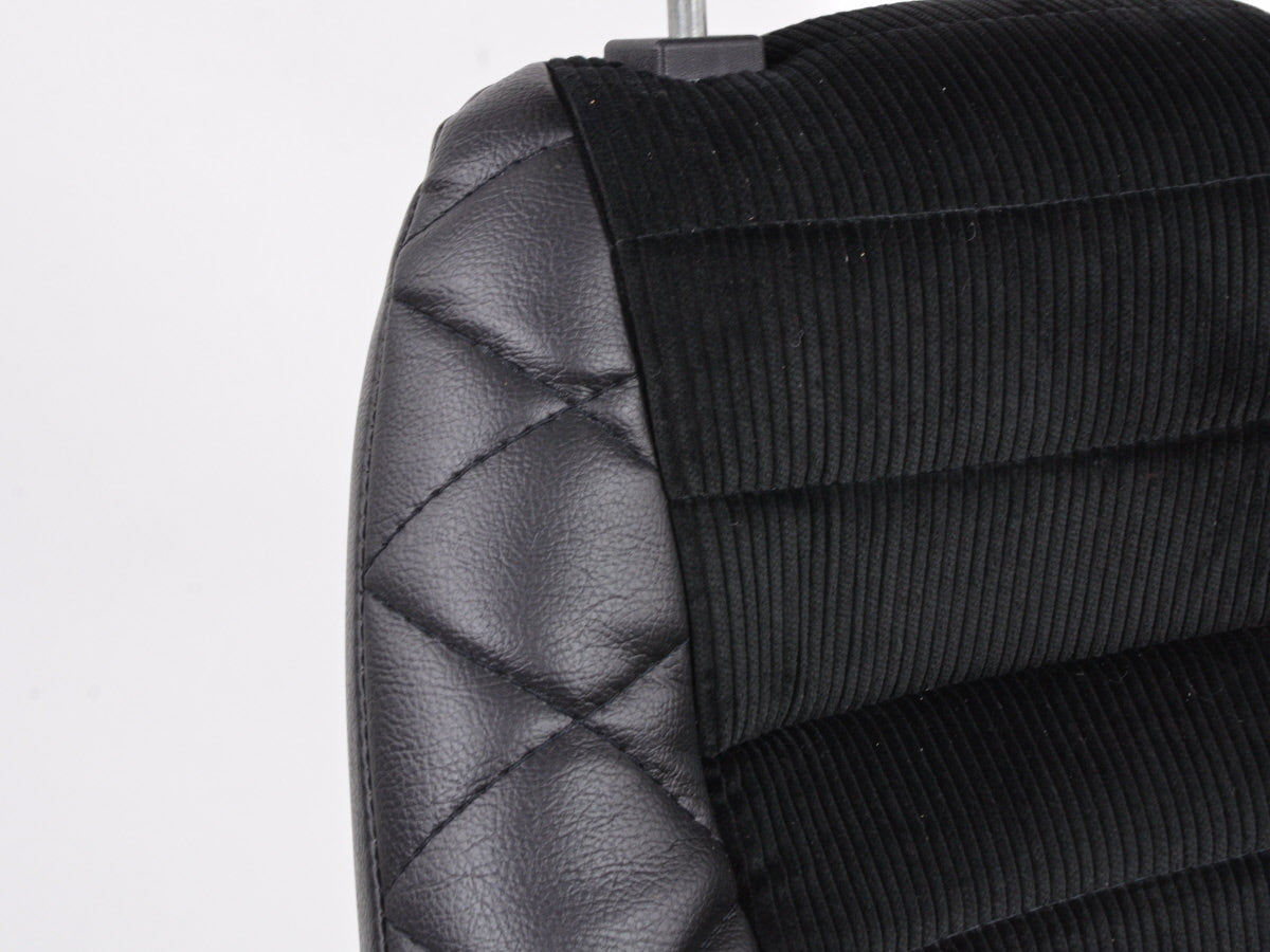 FK Oldtimersitze Auto Vollschalensitze Set Classic 3 Kunstleder schwarz mit Kopfstütze ohne Laufschienen