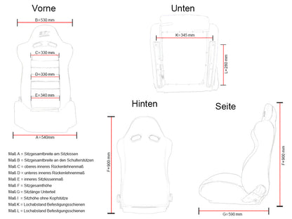 FK Sportsitze Auto Halbschalensitze Set Columbus Kunstleder weiß/schwarz mit Laufschienen