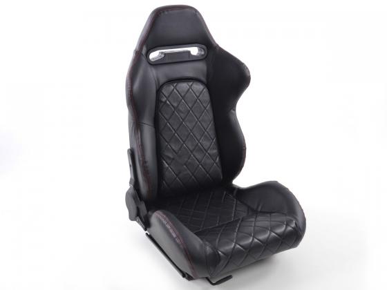 FK Sportsitze Auto Halbschalensitze Set Detroit Kunstleder mit Laufschienen schwarz