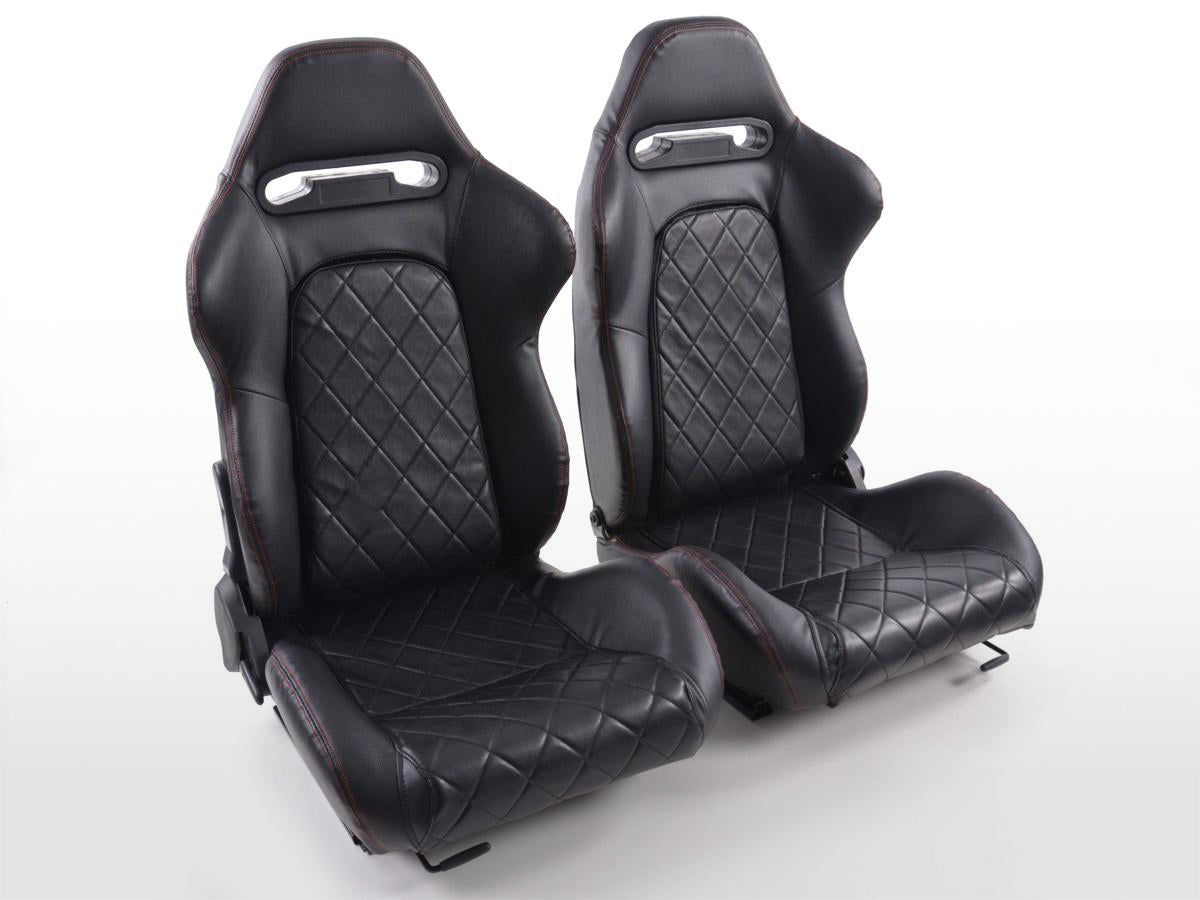 FK Sportsitze Auto Halbschalensitze Set Detroit Kunstleder mit Laufschienen schwarz