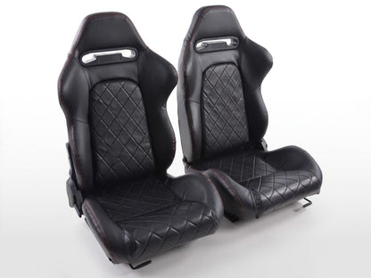 FK Sportsitze Auto Halbschalensitze Set Detroit Kunstleder mit Laufschienen schwarz